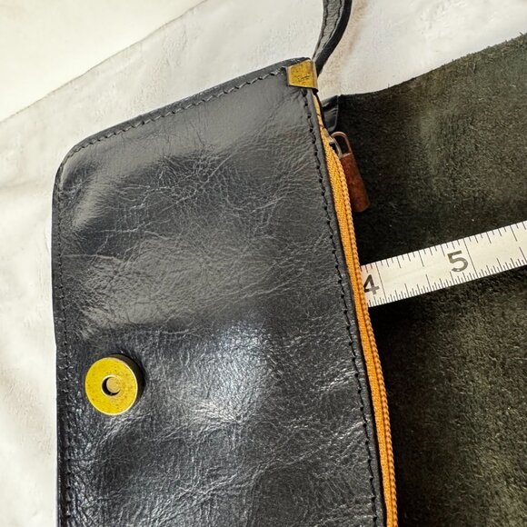 Vera Pelle Italian Black Leather Small Crossbody Purse Adjustable Strap Zipper - Picture 15 of 16